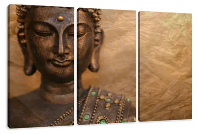 Produktbild von Buddha Leinwandbild 160x90 cm Holzrahmen gerahmt