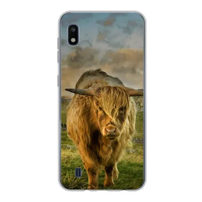 Produktbild von MuchoWow® Handyhülle Schutzhülle Hülle für Samsung Galaxy A10 Schottischer Highlander - Gras - Berg Silikon Softcase Handy Hülle - Schutzhülle
