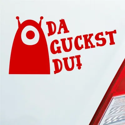 Produktbild von Auto Aufkleber Da guckst du! Alien Monster 15x8 cm Rot Sticker Heckscheibenaufkleber