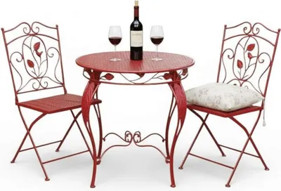 Immagine prodotto di DanDiBo tavolo bistro con 2 sedie mobili da giardino metallo ferro rosso antico resistente alle intemperie Rosso 96720 set bistro 2 sedie 1 tavolo mobili da giardino esterno set 3 pezzi vintage