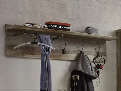 Image de Garderobenpaneel >Britta< in Driftwood Nachbildung - 130x38x28cm (BxHxT)