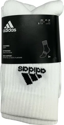 Produktbild von Adidas 3 Paar Tennis-Sportsocken / Socken Frottee Einlegesohle - Baumwolle Weiß3739