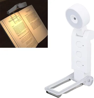 Immagine prodotto di Lampada da lettura ricaricabile - Clip per libro - Ideale per leggere a letto - Funzione timer regolabile - 5 colori, 6 livelli di luminosità - Bianco