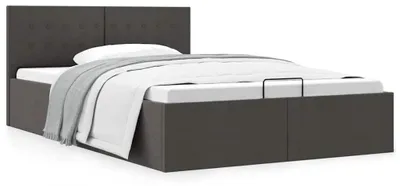 Image de vidaXL Lit de rangement hydraulique gris foncé Tissu 120×200 cm