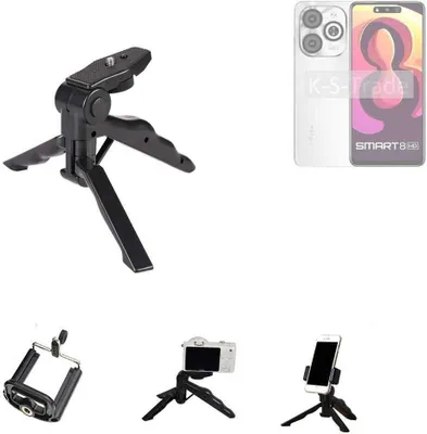 Produktbild von K-S-Trade Stativ Tisch-Ständer Dreibein Handy-Stativ Ständer kompatibel mit Infinix Smart 8 India Mini-Stativ Smartphone Tripod Handy-Stativ aus