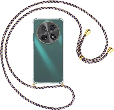 Produktbild von Handykette Backcover-Schutzhülle mit Band (Metall goldfarben) für Huawei nova 12i - blau+beige
