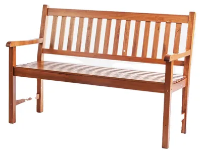 Image de Banc de jardin, structure en métal robuste, motif floral élégant, bois, 50 pouces