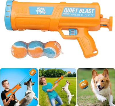 Produktbild von Ballwurfmaschine, Tragbarer Tennisball Werfer für Hunde – Energieabbau, Training & Spielspaß, 3St x 6 cm Bälle