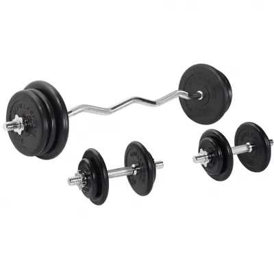 Produktbild von GORILLA SPORTS® Hantelset - 70kg, SZ Curlstange 120cm, 2 Kurzhantelstangen, 14 Hantelscheiben, 30mm, aus Gusseisen, gummiert, 6 Sternverschlüssen, gerändelt, rutschfest - Curlset, SZ-stange, Gewichte