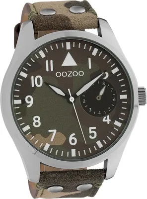 Produktbild von Oozoo Leder Damen-Herren Uhr Analog Armband camouflage grün Timepieces D2UOC10326