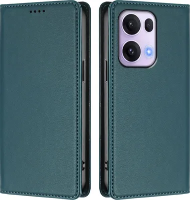 Immagine prodotto di Custodia in pelle per Oppo Reno13 Pro 5G, custodia a libro magnetica in Finto cuoio con supporto, verde