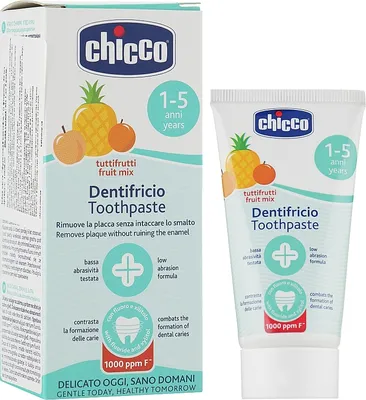 Image de Chicco dentifrice au fluor pour enfants 1000 ppm, goût fruits - 50 ml