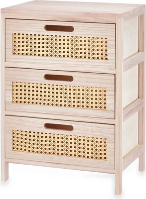 Produktbild von Schmale Kommode mit 3 Schubladen, Wiener Geflecht, 29 x 40 x 58 cm