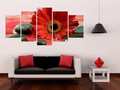 Produktbild von Akustikbild Blumen 200x100 cm Bilder Akustikschaum Hochleistungsschallabsorber Schallschutz Leinwand 5 tlg Wandbild Raumakustik Schalldämmung 030210-30