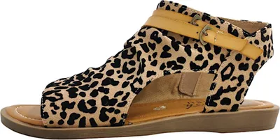 Image de Blowfish Denver, sandales plates en cuir marron, style décontracté. (ou : Blowfish Denver, sandales plates marron, pour un look décontracté.)