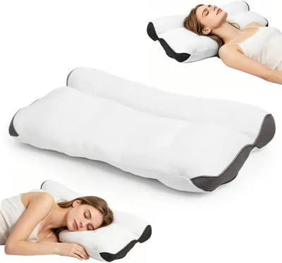 Obrázek produktu pro Ortopedický polštář na podporu krku – polštář z paměťové pěny – zlepšuje kvalitu spánku – ergonomický design – rozměry 60x40 cm – bílý
