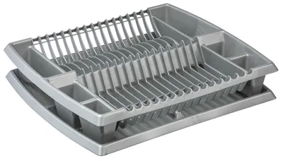 Produktbild von plast team Geschirrablaufkorb mit Tablett silber