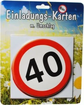 Produktbild von 1 Set Einladungskarten mit Umschlag zum 40. Geburtstag