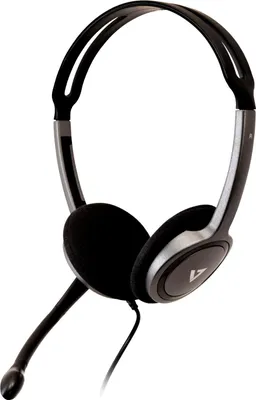 Image de V7 HA212-2EP Écouteurs filaires stéréo avec microphone Noir et argent