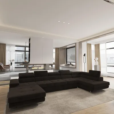 Produktbild von Masseno Ecksofa TORIVA R-S mit Schlaffunktion U-Form, Sofa mit Bettkasten, Wohnzimmersofa, Couch, Soffa, Bettsofa, Couchgarnitur- Braun, MONOLITH 29