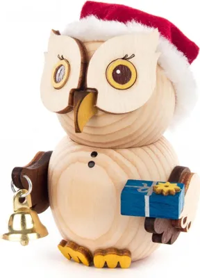 Produktbild von Drechslerei Kuhnert Erzgebirge Mini Eule 7 cm, Motiv:Weihnachtsmann