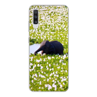 Produktbild von MuchoWow® Handyhülle Schutzhülle Hülle für Samsung Galaxy A70 Elefant - Wasser - Pflanzen - Grün - Natur - Tiere Silikon Softcase Handy Hülle - Schutzhaube