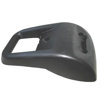 A black plastic funnel with a handle for a garden shredder, shown against a white background.