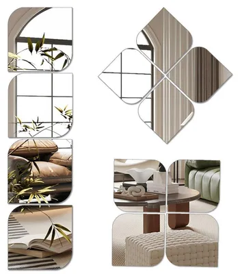 Image de Adhésifs décoratifs en acrylique effet miroir, 4 pièces, 30x30 cm, résistants aux chocs, qualité HD, pour décoration murale