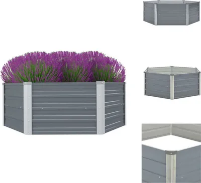 Obrázok produktu pre vidaXL Zvýšený záhon 129 x 129 x 46 cm Pozinkovaná oceľ Sivá - Kvetináče a sadenice
