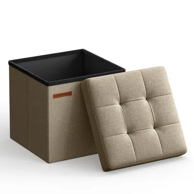 Produktbild von SONGMICS Sitzhocker mit Stauraum, kleine klappbare Sitzbank, 30 x 30 cm Fußbank, Aufbewahrungsbox, bis 130 kg belastbar