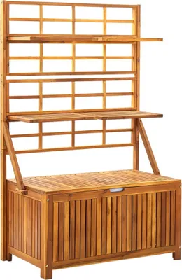 Produktbild von Aufbewahrungstruhe mit Rankgitter 99x55x160cm Massivholz Akazie