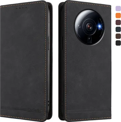 Immagine prodotto di Custodia per Xiaomi 12S Ultra, retro custodia in Finto cuoio flip con supporto e slot per carte Nero