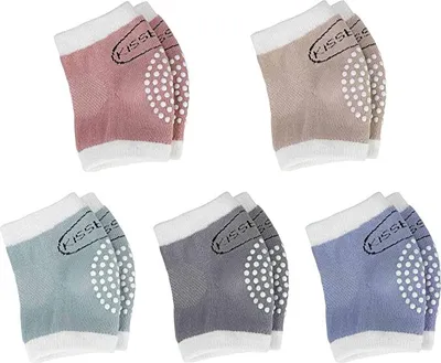 Produktbild von Baby Krabbeln mit Gummipunkte Anti-rutsch für Baby Krabbelschoner Krabbelhilfe Knieschützer 0-24 Monate 5 Paar