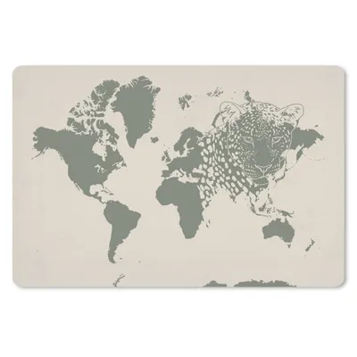 Produktbild von MuchoWow® Mauspad Mousepad Weltkarte - Tiere - Leopard 27x18 cm - Mousepads - Maus Mat - Pad - Mausunterlage - Büroartikel - Desk Matten