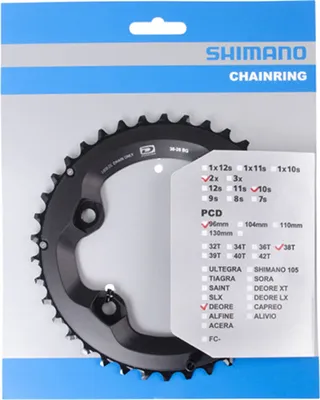 Image de Shimano pièces pédalier Deore FC-M6000-2, 38Z, Ø=96mm, intérieur, Shimano, 4-bras, aluminium, noir