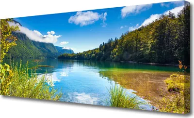 Produktbild von Tulup Leinwand-Bilder 125x50 Wandbild Canvas Kunstdruck Gebirge Wald See Natur