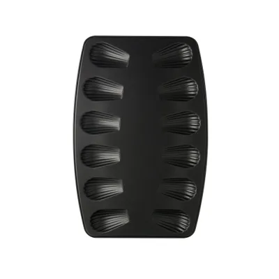 Produktbild von Zenker Madeleines Backblech, Backform mit Antihaftbeschichtung für 12 Bärentatzen, Form in schwarz für kleine Snacks (Kuchenform: ca. 390x260x10 mm)