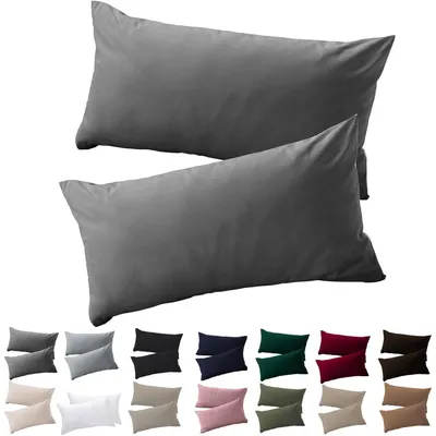 Produktbild von Kissenbezug 40x70 cm 2er Set Anthrazit Mikrofaser mit Reißverschluss