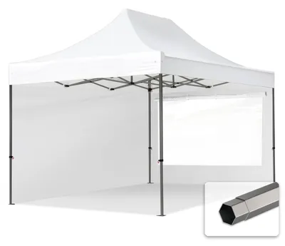 Obrázek produktu pro Nůžkový stan 3x4,5 m, ocel, vč. 2 bočnic bílá