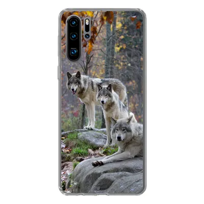 Produktbild von MuchoWow® Handyhülle Schutzhülle Hülle für Huawei P30 Pro Wölfe - Fels - Wald Silikon Softcase Handy Hülle - Schutzdeckel