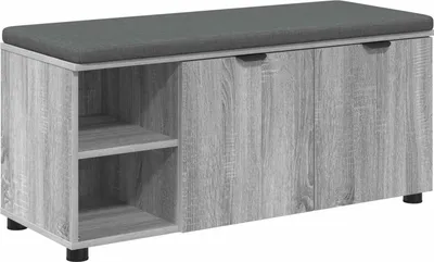 Produktbild von Flurbank mit Kissen mit Regal Graues Sonoma 100 x 38 x 46 cm