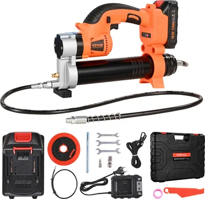 Image de Pompe à graisse sans fil VEVOR, 55 MPa, pompe à graisse à une main avec batterie 2,0 Ah et éclairage LED, tuyau de 76,2 cm et sac de transport, gâchette, compatible avec les batteries Makita 18 V, lubrification de véhicules ou de machines