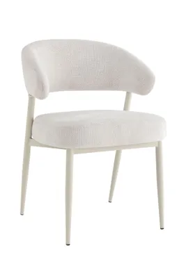 Produktbild von Hela Tische, Esszimmerstuhl Guarda, Bezug Webstoff Beige, Rundrücken offen, Komfortsitz Federkorb, Rundrohrgestell Perlweiß, 120kg belastbar