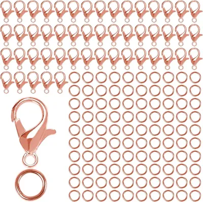 Produktbild von 50Stück Kettenverschluss,Armband Verschluss,für Armbänder,Ketten Verschlüsse,Verschluss Kette,Schmuck Verschlüsse,Schmuckverschlüsse,mit 100 Biegeringe,für Schmuckherstellung,Roségold