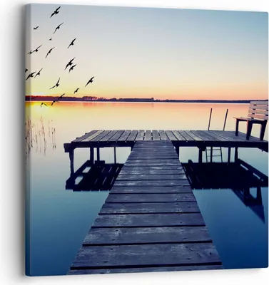 Produktbild von Bild auf Leinwand - Leinwandbild - See Brücke - 30x30cm - Wand Bild - Wanddeko - Wandbilder - Leinwanddruck - Bilder - Kunstdruck - Wanddekoration - Leinwand bilder - Wandkunst - AC30x30-3698