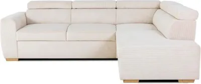 Image de Canapé d'angle réversible - 4 places - KELIO - Tissu velours côtelé beige - 245 x 184 x 87 cm