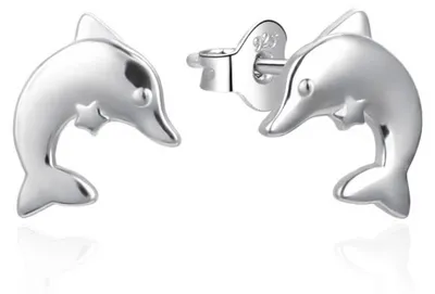 Immagine prodotto di Orecchini a forma di delfino in argento AGT-E099P.