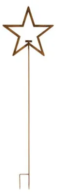 Zdjęcie produktu dla Zestaw 2 lamp solarnych w kształcie gwiazd, metalowe, do wbijania w ziemię, średnica 33,5 cm, wysokość 120 cm