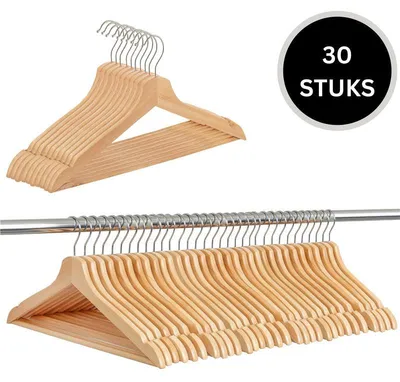 Productafbeelding van Kledinghangers | Kledinghanger | 30 Stuks | Naturel
