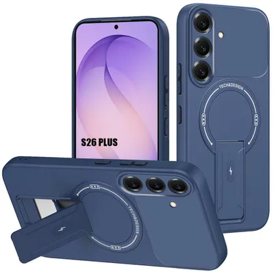Image de Coque pour Samsung Galaxy S26 Plus, Antichoc avec Cercle Magnétique et Support - Bleu Marine